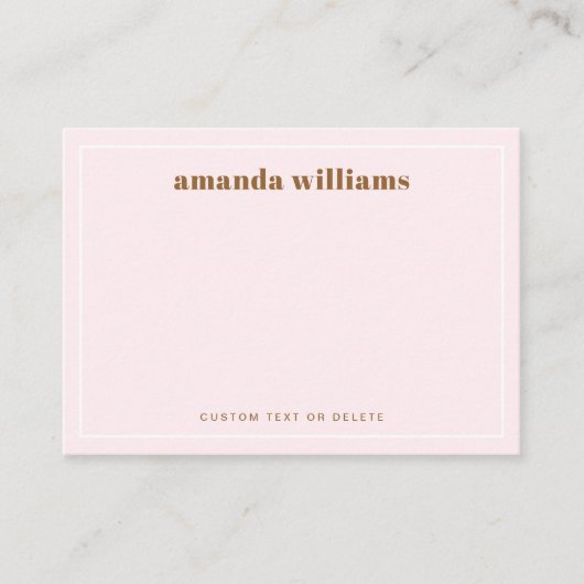Modern light blush pink name & text mini notecard 名刺 (正面)