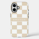Modern Light Brown Checkered Personalized  Case-Mate iPhoneケース (裏面)