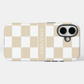 Modern Light Brown Checkered Personalized Case-Mate iPhoneケース (裏面 (横))