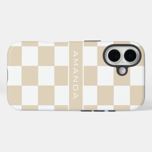 Modern Light Brown Checkered Personalized  Case-Mate iPhoneケース (裏面 (横))