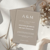 Modern light brown minimalist wedding 招待状