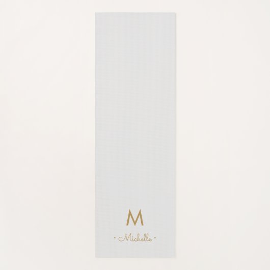 Modern Light Gray Gold Script Monogram ヨガマット (正面)