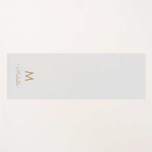 Modern Light Gray Gold Script Monogram ヨガマット (正面(横))