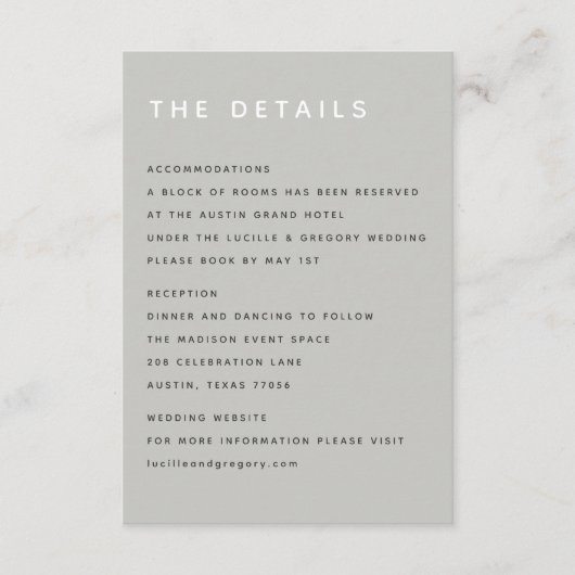 Modern Light Grey Editorial All Caps Enclosure エンクロージャーカード (正面)