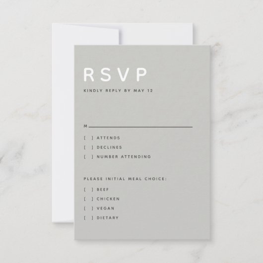 Modern Light Grey Editorial All Caps RSVP Card (正面)