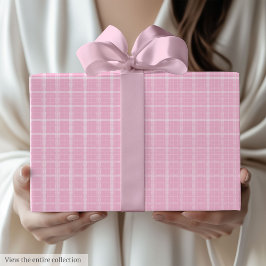 Modern Light Pink Checkered Birthday Gift Wrap ラッピングペーパー