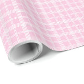 Modern Light Pink Plaid 80th Birthday Gift Wrap ラッピングペーパー (ロールコーナー)