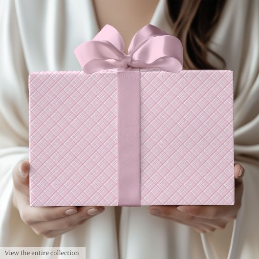 Modern Light Pink & White 80th Birthday Wrapping ラッピングペーパー