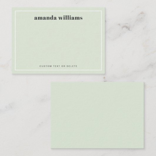 Modern light sage green name & text mini notecard 名刺 (正面/裏面)