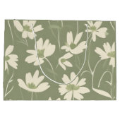 Modern Light Sage White Wildflower ラージペーパーバッグ (裏面)