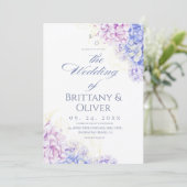  Modern Lilac & Blue Spring  Floral Wedding 招待状 (スタンド正面)
