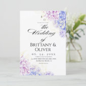  Modern Lilac & Blue Spring  Floral Wedding 招待状 (スタンド正面)