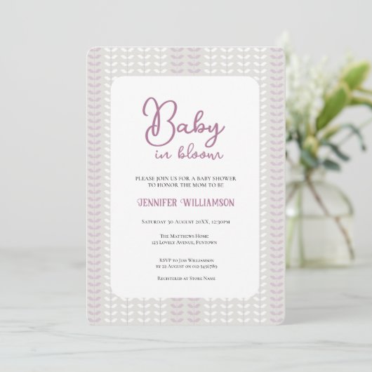 Modern Lilac Botanical Baby Shower invitation 招待状 (スタンド正面)