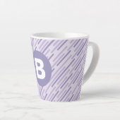 Modern Lilac Purple Diagonal Stripes Monogram カフェラテマグ (右アングル)