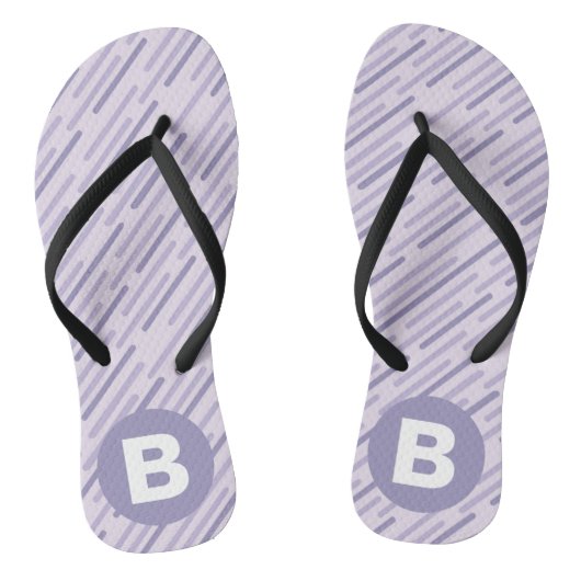 Modern Lilac Purple Diagonal Stripes Monogram ビーチサンダル (ソール)