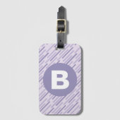 Modern Lilac Purple Diagonal Stripes Monogram ラゲッジタグ (正面縦)