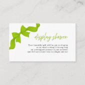 Modern Lime Green Coquette Bow Display Shower エンクロージャーカード (正面)