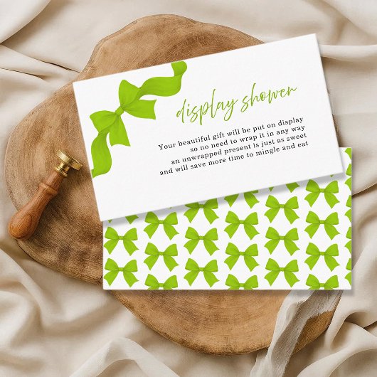 Modern Lime Green Coquette Bow Display Shower エンクロージャーカード