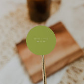 Modern Lime Green Custom Names Wedding ラウンドシール