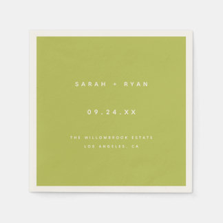 Modern Lime Green Custom Wedding Names スタンダードカクテルナプキン