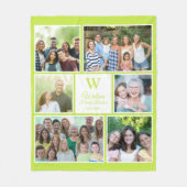 Modern Lime Green Family Reunion Monogram Photo フリースブランケット (正面)