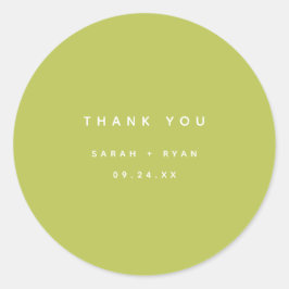 Modern Lime Green "Thank You" Custom Wedding ラウンドシール