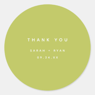 Modern Lime Green "Thank You" Custom Wedding ラウンドシール