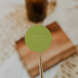 Modern Lime Green "Thank You" Custom Wedding ラウンドシール