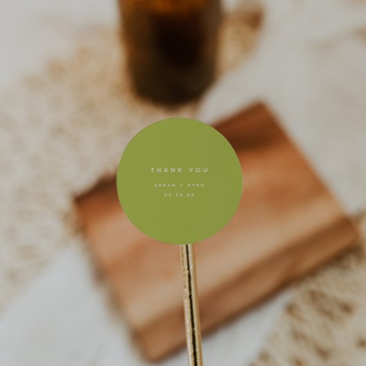 Modern Lime Green "Thank You" Custom Wedding ラウンドシール