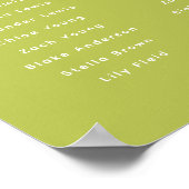 Modern Lime Green Wedding 8-Table Seating Chart ポスター (角)