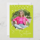 Modern Lime Photo Sweet Sixteen Birthday Party 招待状 (正面)