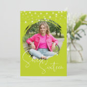 Modern Lime Photo Sweet Sixteen Birthday Party 招待状 (スタンド正面)