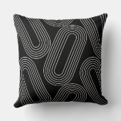 modern line art black and white pattern クッション (裏面)