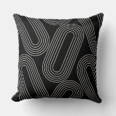 modern line art black and white pattern クッション (正面)