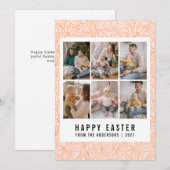 Modern Line Art Floral Happy Easter 6 Photo シーズンカード (正面/裏面)