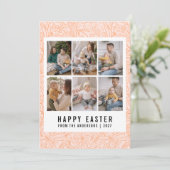 Modern Line Art Floral Happy Easter 6 Photo シーズンカード (スタンド正面)