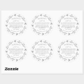 Modern Line Art Floral Wreath Ingredients Labels ラウンドシール (シート)