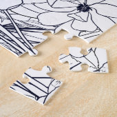 Modern Line Art Hand Drawn Floral Girly Design ジグソーパズル (側面)