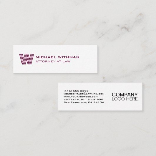 MODERN LINE MONOGRAM BUSINESS LOGO スキニー名刺 (正面/裏面)