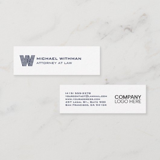 MODERN LINE MONOGRAM BUSINESS LOGO スキニー名刺 (正面/裏面)