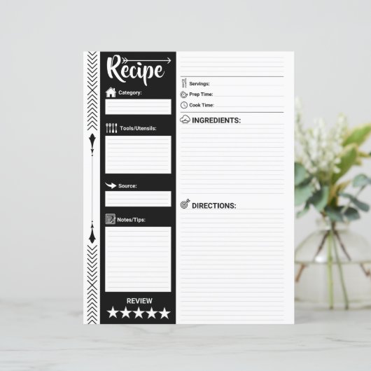 Modern Lined Recipe Pages (Letter Format Sheet)  (スタンド正面)