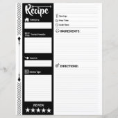 Modern Lined Recipe Pages (Letter Format Sheet)  (正面)