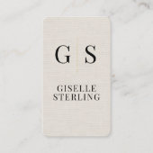 Modern Linen Gold Monogram QR Code 名刺 (正面)