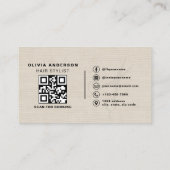 Modern Linen Scissors QR Code Hair Stylist 名刺 (裏面)