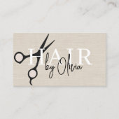Modern Linen Scissors QR Code Hair Stylist 名刺 (正面)