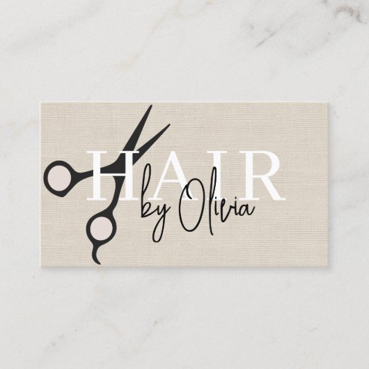 Modern Linen Scissors QR Code Hair Stylist  名刺 (正面)
