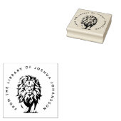 Modern Lion Wearing Glasses Custom Library Book ラバースタンプ (押印)