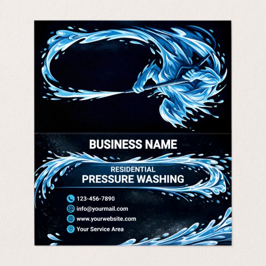 Modern Liquid Entity Residential Pressure Washing 名刺 (外部フラット)