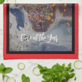 Modern Lit Christmas Tree Design キッチンタオル (折り畳み)