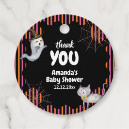 Modern Little Boo Ghost Cat Baby Shower  フェイバータグ